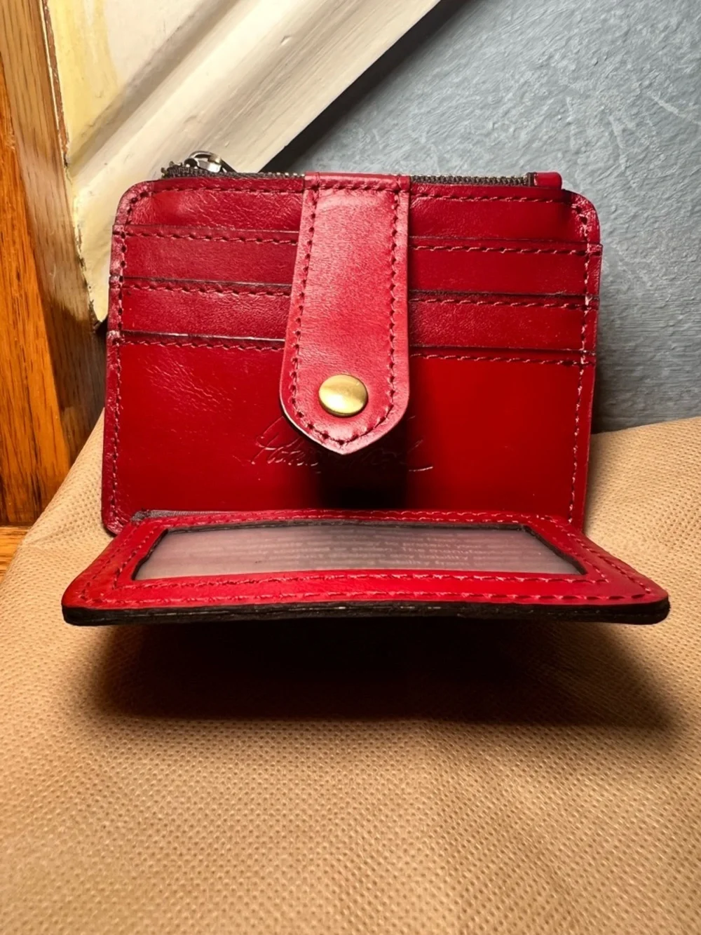 NWT Patricia Nash Cassis Leather ID Wallet- Berry Red